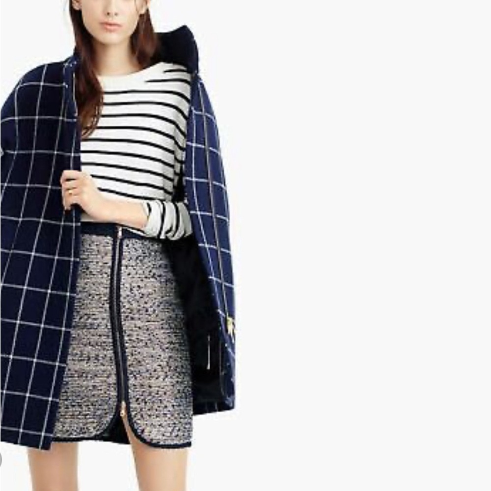 Beautiful J.Crew Sparkle Tweed Skirt, Size 0 (XS), Navy/Multicolor